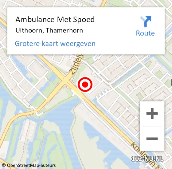 Locatie op kaart van de 112 melding: Ambulance Met Spoed Naar Uithoorn, Thamerhorn op 24 juni 2023 03:11