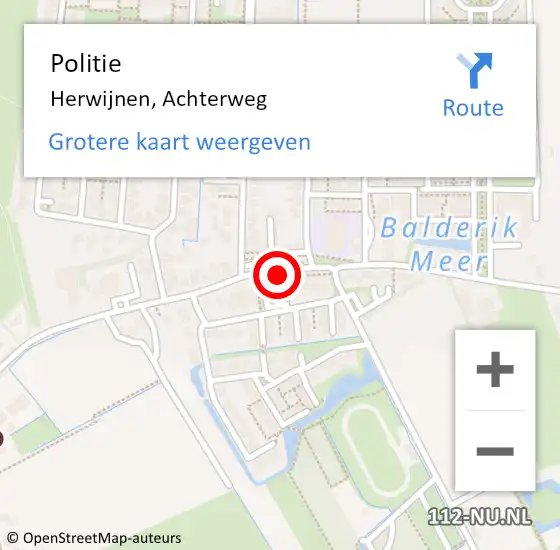 Locatie op kaart van de 112 melding: Politie Herwijnen, Achterweg op 24 juni 2023 03:23