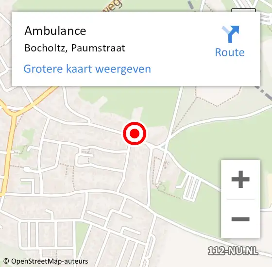 Locatie op kaart van de 112 melding: Ambulance Bocholtz, Paumstraat op 30 augustus 2014 05:15