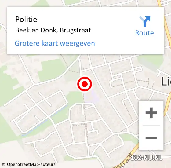 Locatie op kaart van de 112 melding: Politie Beek en Donk, Brugstraat op 24 juni 2023 04:03