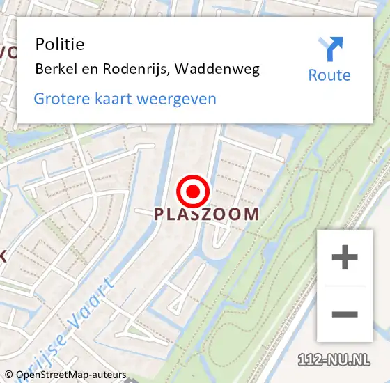 Locatie op kaart van de 112 melding: Politie Berkel en Rodenrijs, Waddenweg op 24 juni 2023 04:05