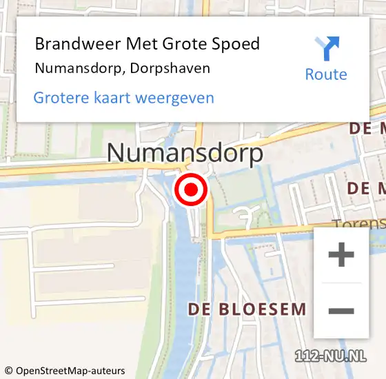 Locatie op kaart van de 112 melding: Brandweer Met Grote Spoed Naar Numansdorp, Dorpshaven op 24 juni 2023 04:37