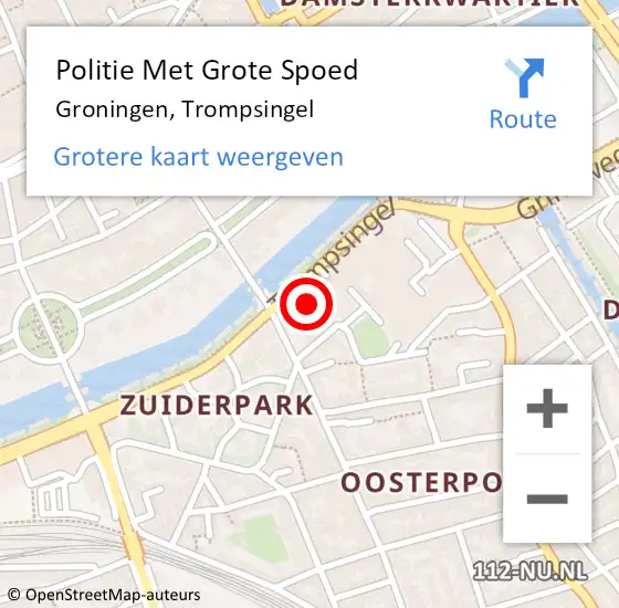 Locatie op kaart van de 112 melding: Politie Met Grote Spoed Naar Groningen, Trompsingel op 24 juni 2023 06:28