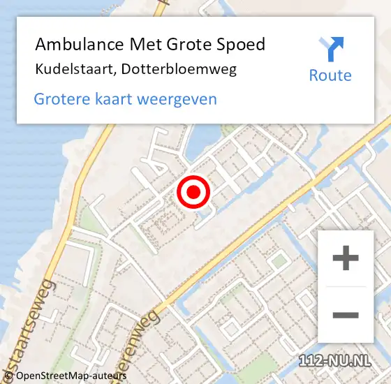 Locatie op kaart van de 112 melding: Ambulance Met Grote Spoed Naar Kudelstaart, Dotterbloemweg op 24 juni 2023 06:31