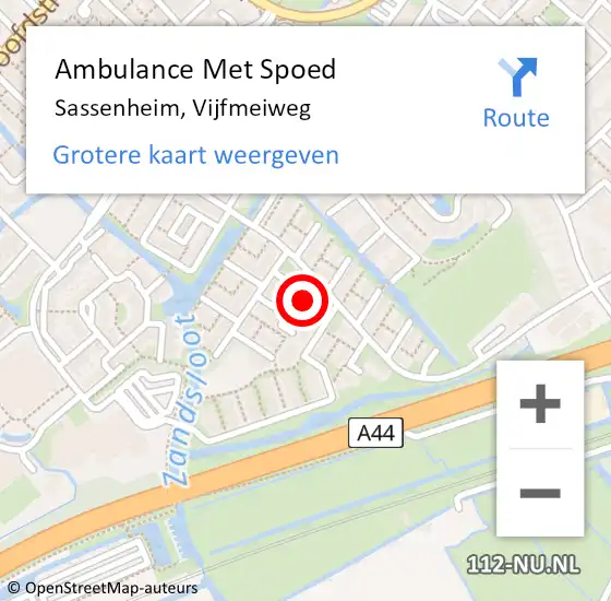 Locatie op kaart van de 112 melding: Ambulance Met Spoed Naar Sassenheim, Vijfmeiweg op 24 juni 2023 07:15