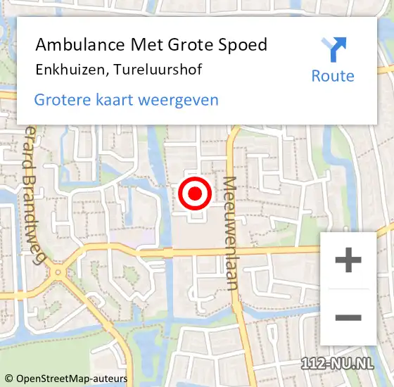 Locatie op kaart van de 112 melding: Ambulance Met Grote Spoed Naar Enkhuizen, Tureluurshof op 24 juni 2023 07:36