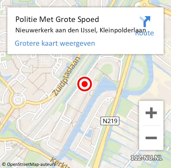 Locatie op kaart van de 112 melding: Politie Met Grote Spoed Naar Nieuwerkerk aan den IJssel, Kleinpolderlaan op 24 juni 2023 07:52