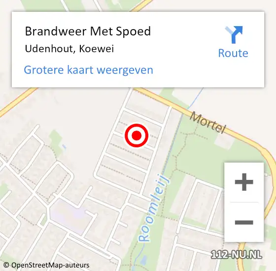 Locatie op kaart van de 112 melding: Brandweer Met Spoed Naar Udenhout, Koewei op 24 juni 2023 08:04