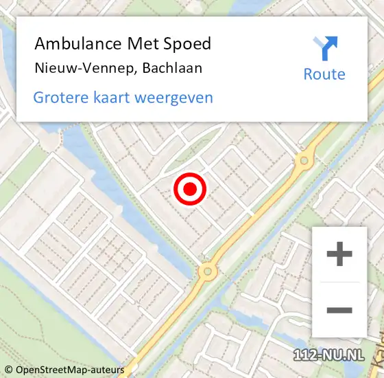 Locatie op kaart van de 112 melding: Ambulance Met Spoed Naar Nieuw-Vennep, Bachlaan op 24 juni 2023 08:04