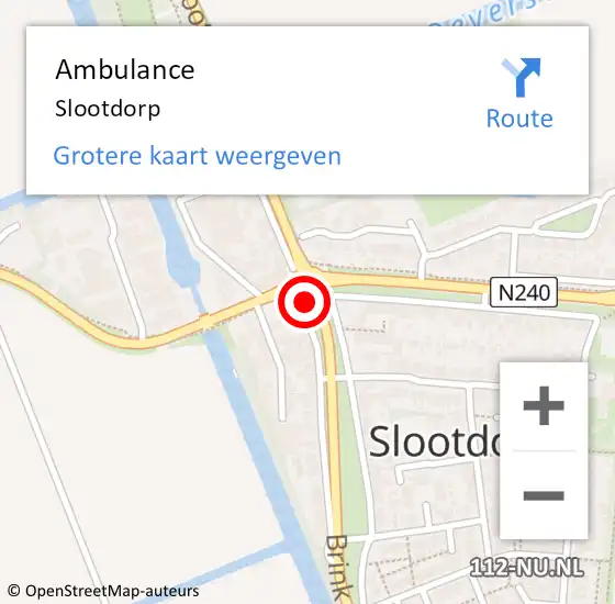 Locatie op kaart van de 112 melding: Ambulance Slootdorp op 24 juni 2023 08:21
