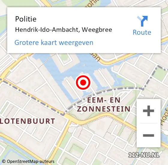 Locatie op kaart van de 112 melding: Politie Hendrik-Ido-Ambacht, Weegbree op 24 juni 2023 08:34