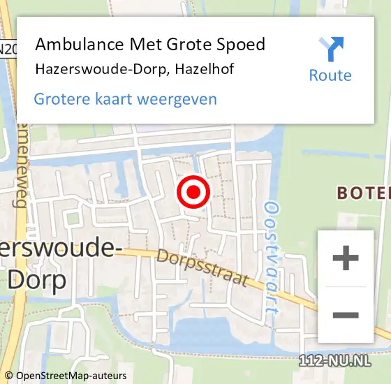 Locatie op kaart van de 112 melding: Ambulance Met Grote Spoed Naar Hazerswoude-Dorp, Hazelhof op 24 juni 2023 09:22