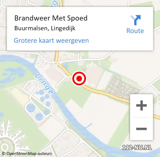 Locatie op kaart van de 112 melding: Brandweer Met Spoed Naar Buurmalsen, Lingedijk op 24 juni 2023 10:32