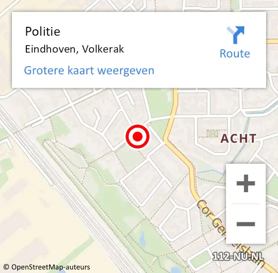 Locatie op kaart van de 112 melding: Politie Eindhoven, Volkerak op 24 juni 2023 11:04