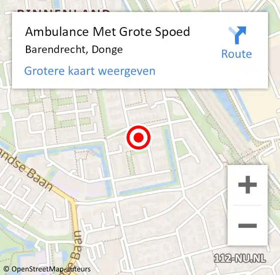 Locatie op kaart van de 112 melding: Ambulance Met Grote Spoed Naar Barendrecht, Donge op 24 juni 2023 11:11