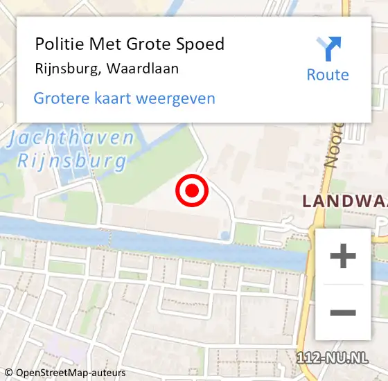 Locatie op kaart van de 112 melding: Politie Met Grote Spoed Naar Rijnsburg, Waardlaan op 24 juni 2023 11:15