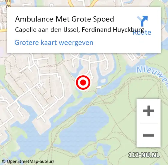 Locatie op kaart van de 112 melding: Ambulance Met Grote Spoed Naar Capelle aan den IJssel, Ferdinand Huyckburg op 24 juni 2023 11:31