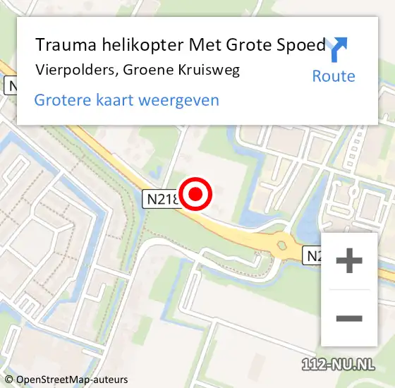 Locatie op kaart van de 112 melding: Trauma helikopter Met Grote Spoed Naar Vierpolders, Groene Kruisweg op 24 juni 2023 11:51