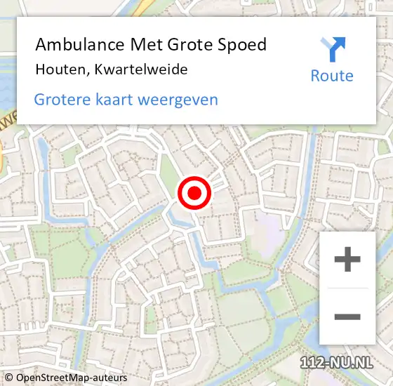 Locatie op kaart van de 112 melding: Ambulance Met Grote Spoed Naar Houten, Kwartelweide op 13 oktober 2013 07:30