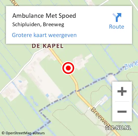 Locatie op kaart van de 112 melding: Ambulance Met Spoed Naar Schipluiden, Breeweg op 24 juni 2023 12:51