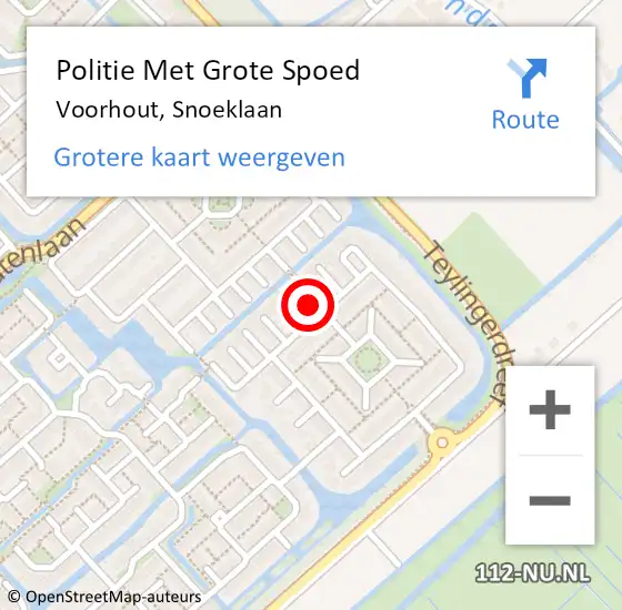 Locatie op kaart van de 112 melding: Politie Met Grote Spoed Naar Voorhout, Snoeklaan op 24 juni 2023 12:56
