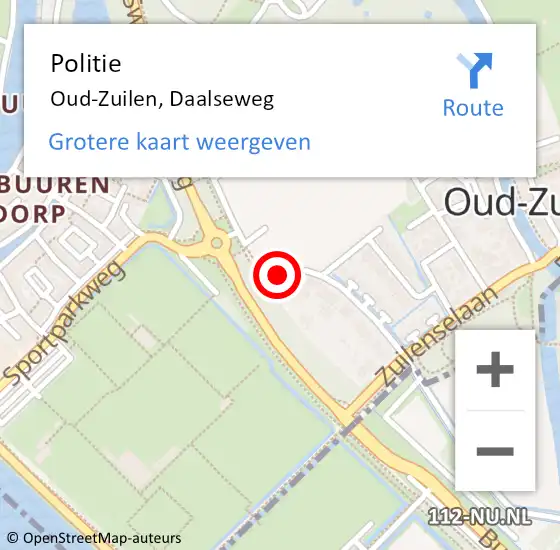 Locatie op kaart van de 112 melding: Politie Oud-Zuilen, Daalseweg op 24 juni 2023 13:02