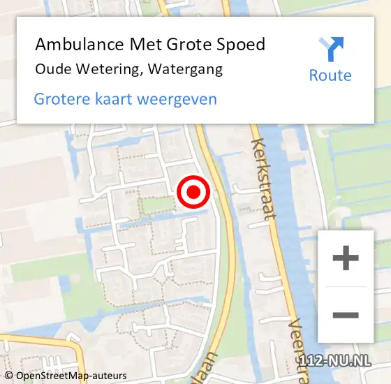 Locatie op kaart van de 112 melding: Ambulance Met Grote Spoed Naar Oude Wetering, Watergang op 24 juni 2023 13:03