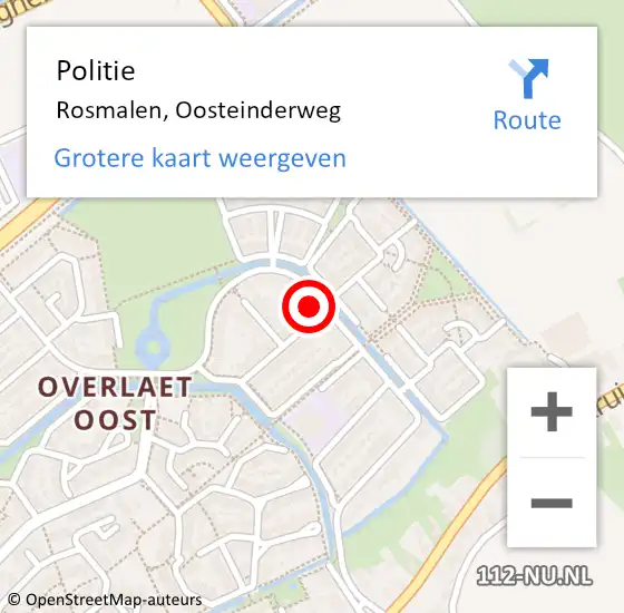 Locatie op kaart van de 112 melding: Politie Rosmalen, Oosteinderweg op 24 juni 2023 13:07