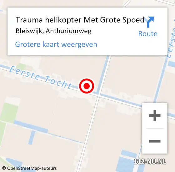 Locatie op kaart van de 112 melding: Trauma helikopter Met Grote Spoed Naar Bleiswijk, Anthuriumweg op 24 juni 2023 13:08