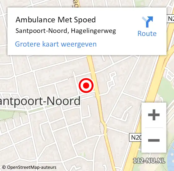 Locatie op kaart van de 112 melding: Ambulance Met Spoed Naar Santpoort-Noord, Hagelingerweg op 24 juni 2023 13:14