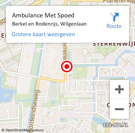 Locatie op kaart van de 112 melding: Ambulance Met Spoed Naar Berkel en Rodenrijs, Wilgenlaan op 24 juni 2023 13:15