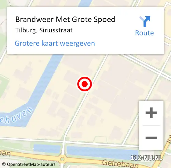 Locatie op kaart van de 112 melding: Brandweer Met Grote Spoed Naar Tilburg, Siriusstraat op 24 juni 2023 13:32
