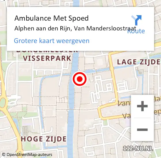 Locatie op kaart van de 112 melding: Ambulance Met Spoed Naar Alphen aan den Rijn, Van Mandersloostraat op 24 juni 2023 13:36
