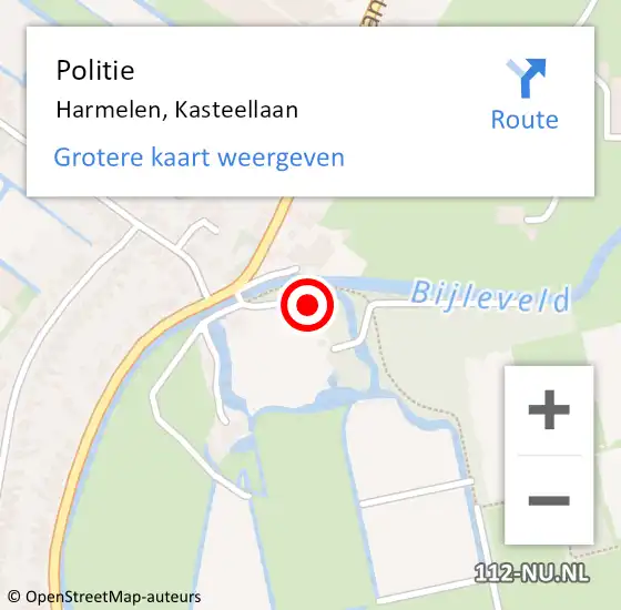 Locatie op kaart van de 112 melding: Politie Harmelen, Kasteellaan op 24 juni 2023 13:41