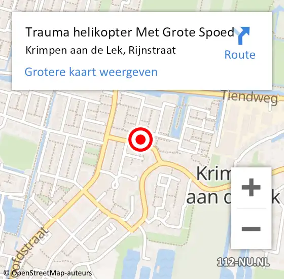 Locatie op kaart van de 112 melding: Trauma helikopter Met Grote Spoed Naar Krimpen aan de Lek, Rijnstraat op 24 juni 2023 13:50