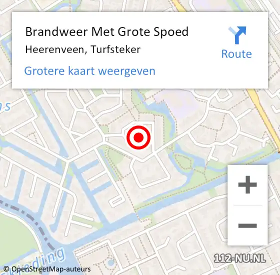 Locatie op kaart van de 112 melding: Brandweer Met Grote Spoed Naar Heerenveen, Turfsteker op 24 juni 2023 14:38