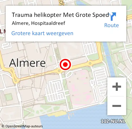 Locatie op kaart van de 112 melding: Trauma helikopter Met Grote Spoed Naar Almere, Hospitaaldreef op 24 juni 2023 14:43