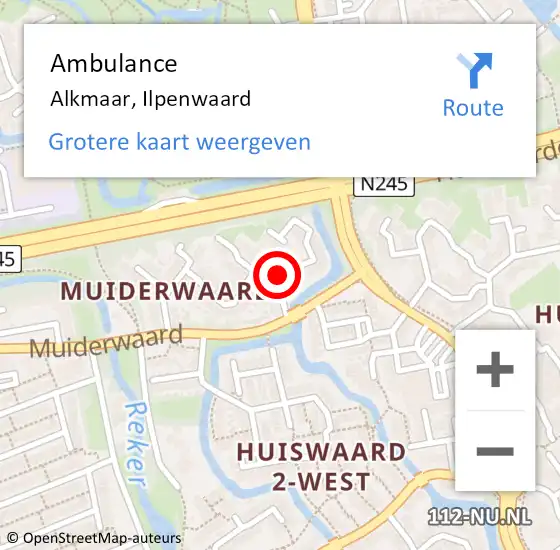 Locatie op kaart van de 112 melding: Ambulance Alkmaar, Ilpenwaard op 24 juni 2023 14:45