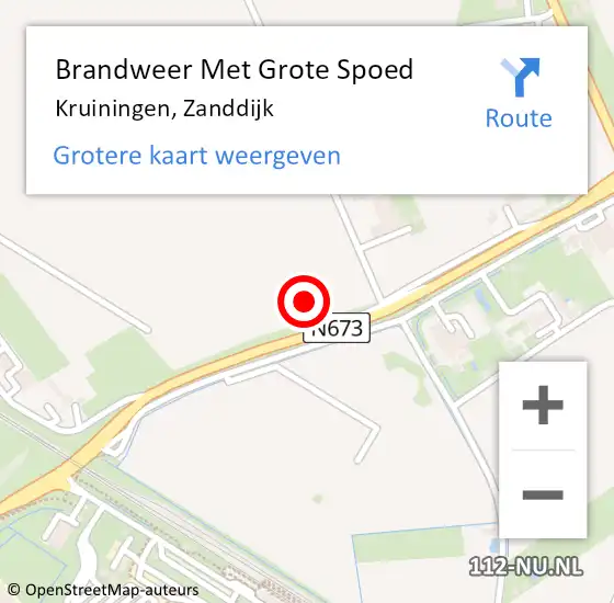Locatie op kaart van de 112 melding: Brandweer Met Grote Spoed Naar Kruiningen, Zanddijk op 24 juni 2023 15:10