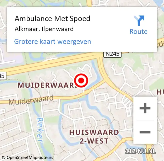 Locatie op kaart van de 112 melding: Ambulance Met Spoed Naar Alkmaar, Ilpenwaard op 24 juni 2023 15:10