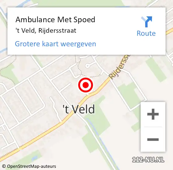 Locatie op kaart van de 112 melding: Ambulance Met Spoed Naar 't Veld, Rijdersstraat op 24 juni 2023 15:18