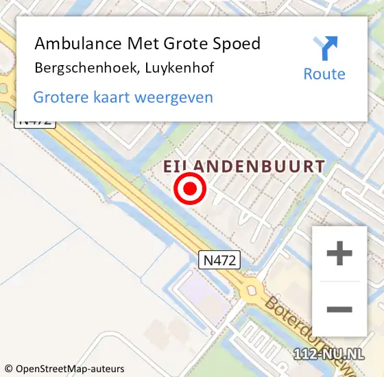 Locatie op kaart van de 112 melding: Ambulance Met Grote Spoed Naar Bergschenhoek, Luykenhof op 24 juni 2023 15:25