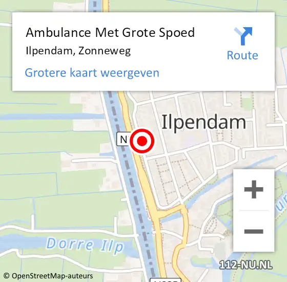 Locatie op kaart van de 112 melding: Ambulance Met Grote Spoed Naar Ilpendam, Zonneweg op 24 juni 2023 15:42