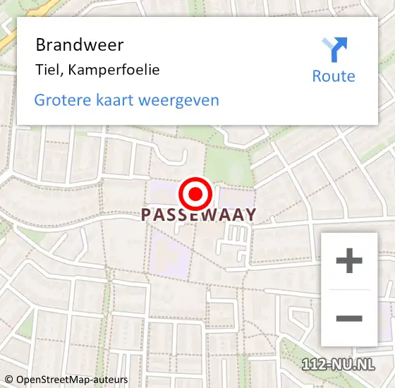 Locatie op kaart van de 112 melding: Brandweer Tiel, Kamperfoelie op 24 juni 2023 15:44