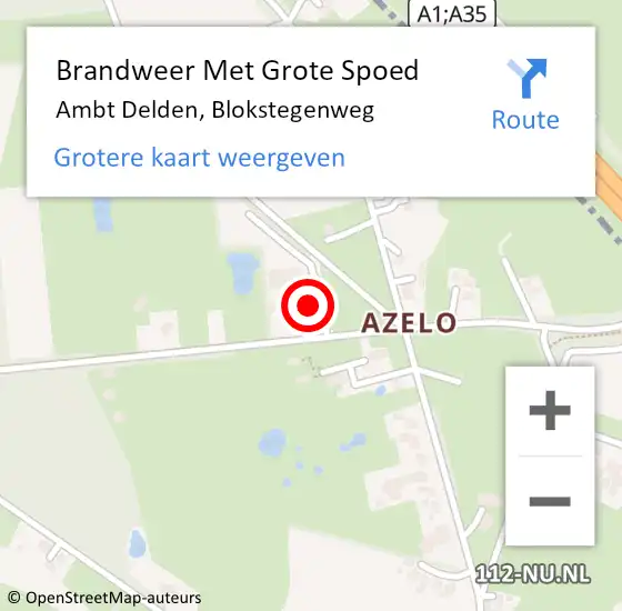 Locatie op kaart van de 112 melding: Brandweer Met Grote Spoed Naar Ambt Delden, Blokstegenweg op 24 juni 2023 16:18