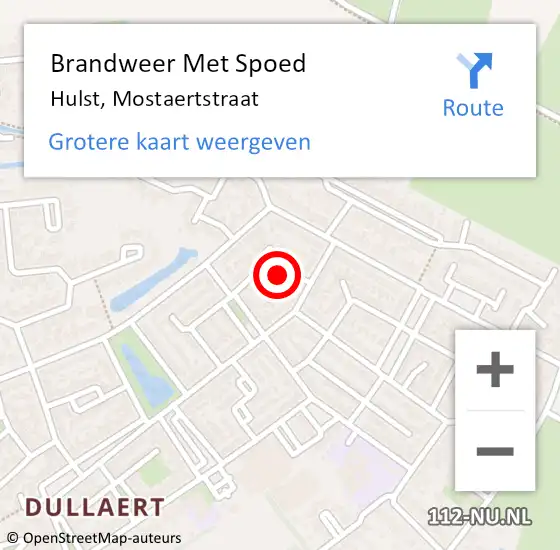Locatie op kaart van de 112 melding: Brandweer Met Spoed Naar Hulst, Mostaertstraat op 24 juni 2023 16:18