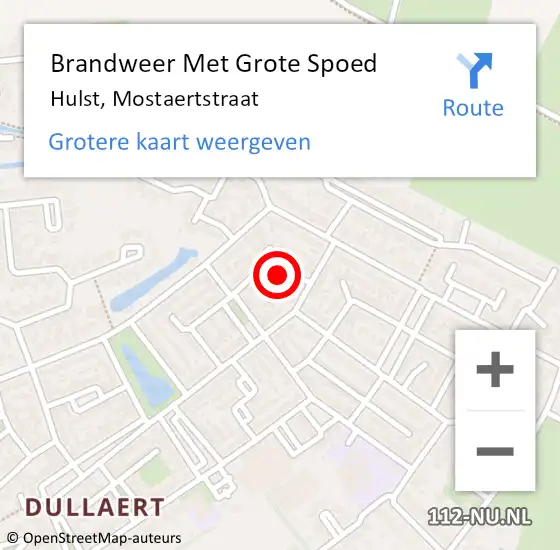 Locatie op kaart van de 112 melding: Brandweer Met Grote Spoed Naar Hulst, Mostaertstraat op 24 juni 2023 16:21