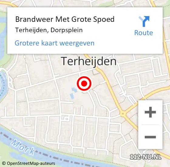 Locatie op kaart van de 112 melding: Brandweer Met Grote Spoed Naar Terheijden, Dorpsplein op 24 juni 2023 16:23