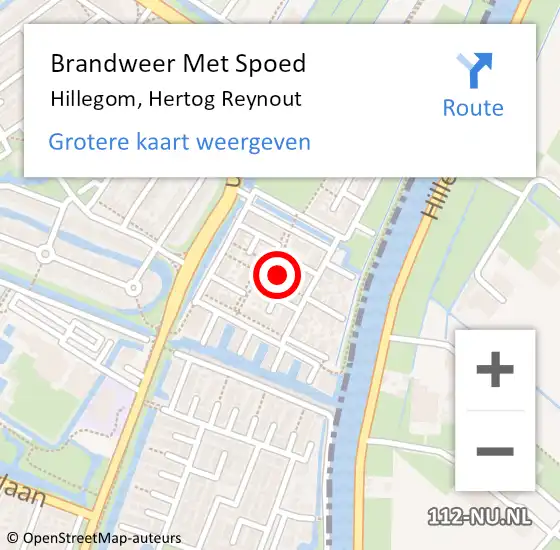 Locatie op kaart van de 112 melding: Brandweer Met Spoed Naar Hillegom, Hertog Reynout op 24 juni 2023 16:41