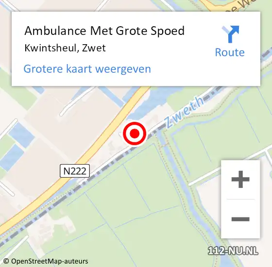 Locatie op kaart van de 112 melding: Ambulance Met Grote Spoed Naar Kwintsheul, Zwet op 24 juni 2023 16:54